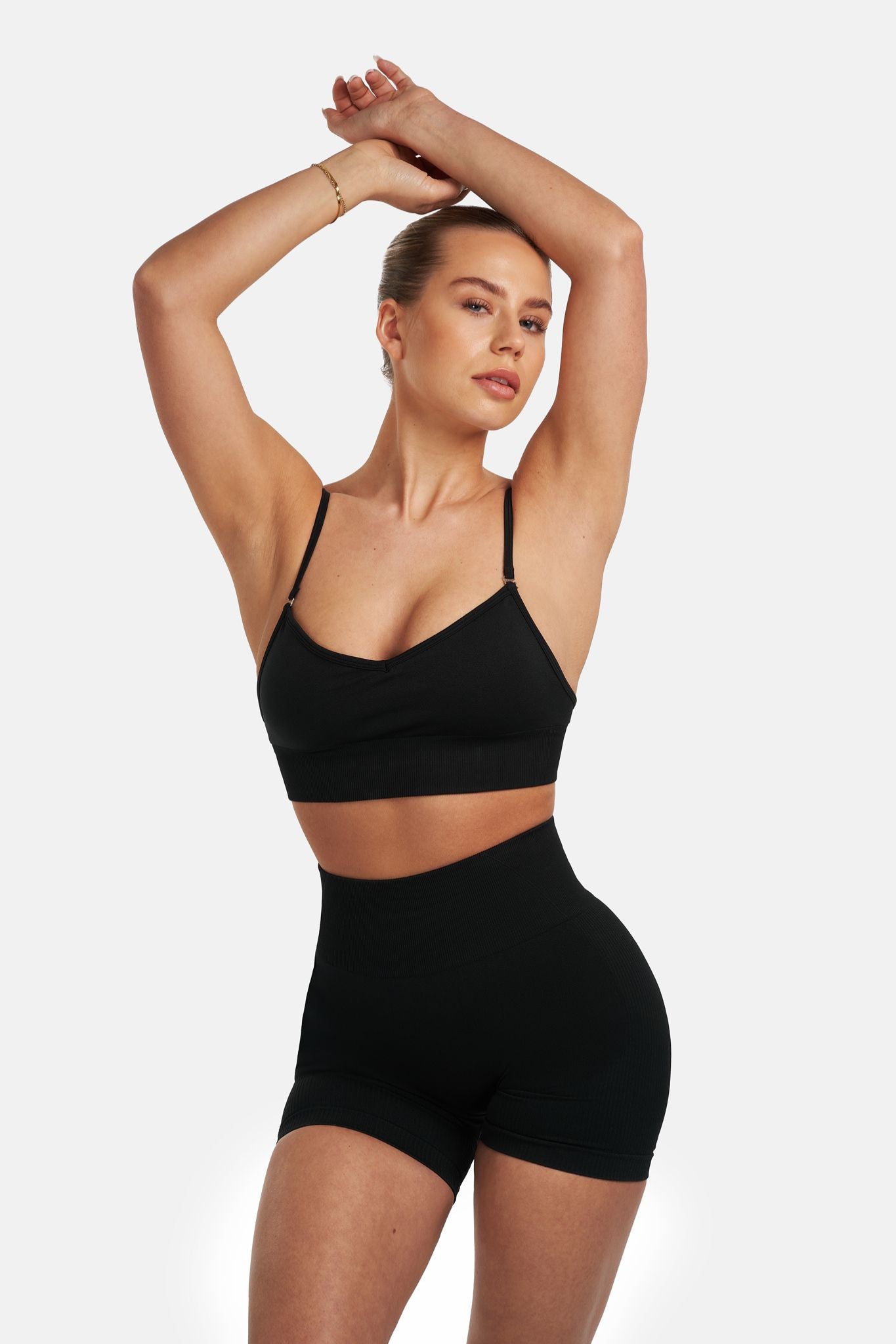 Sculpt Ribbed Contour Shorts β Pure Black | Fitpulse Gear