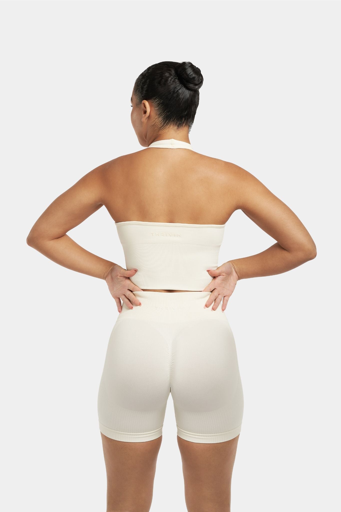 Sculpting Halterneck Top β Off-White | Fitpulse Gear
