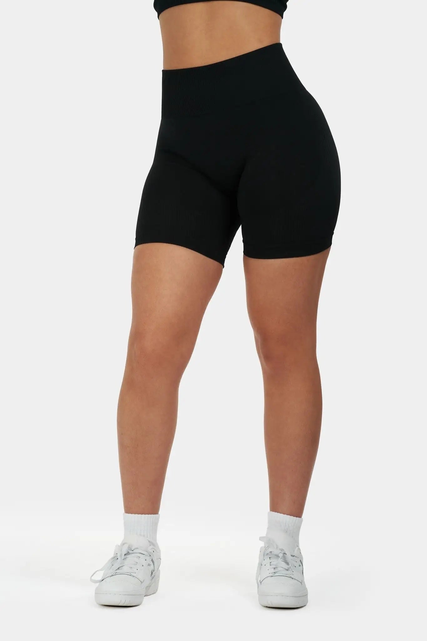Sculpt Ribbed Contour Shorts β Pure Black | Fitpulse Gear
