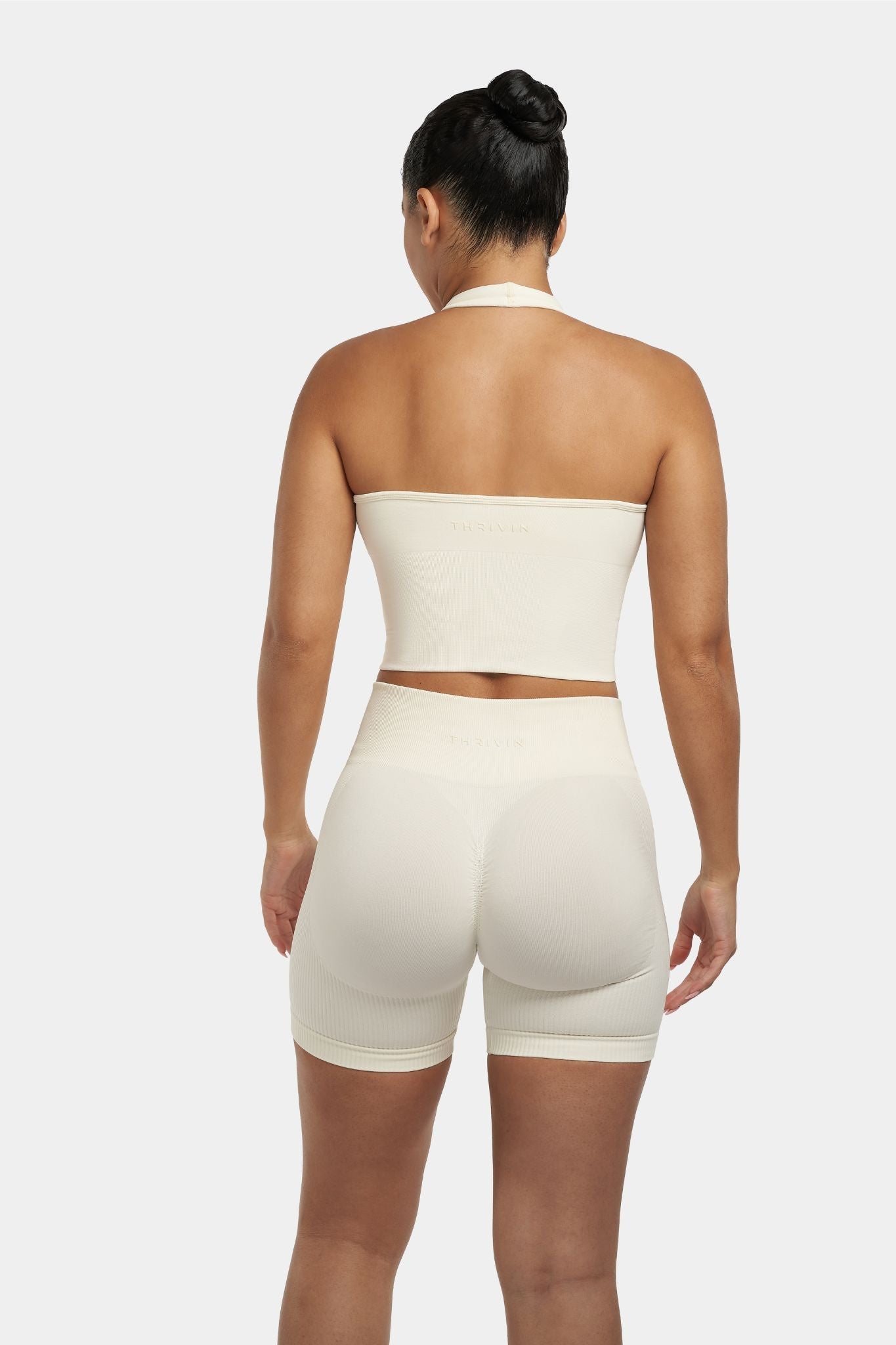 Sculpting Halterneck Top β Off-White | Fitpulse Gear