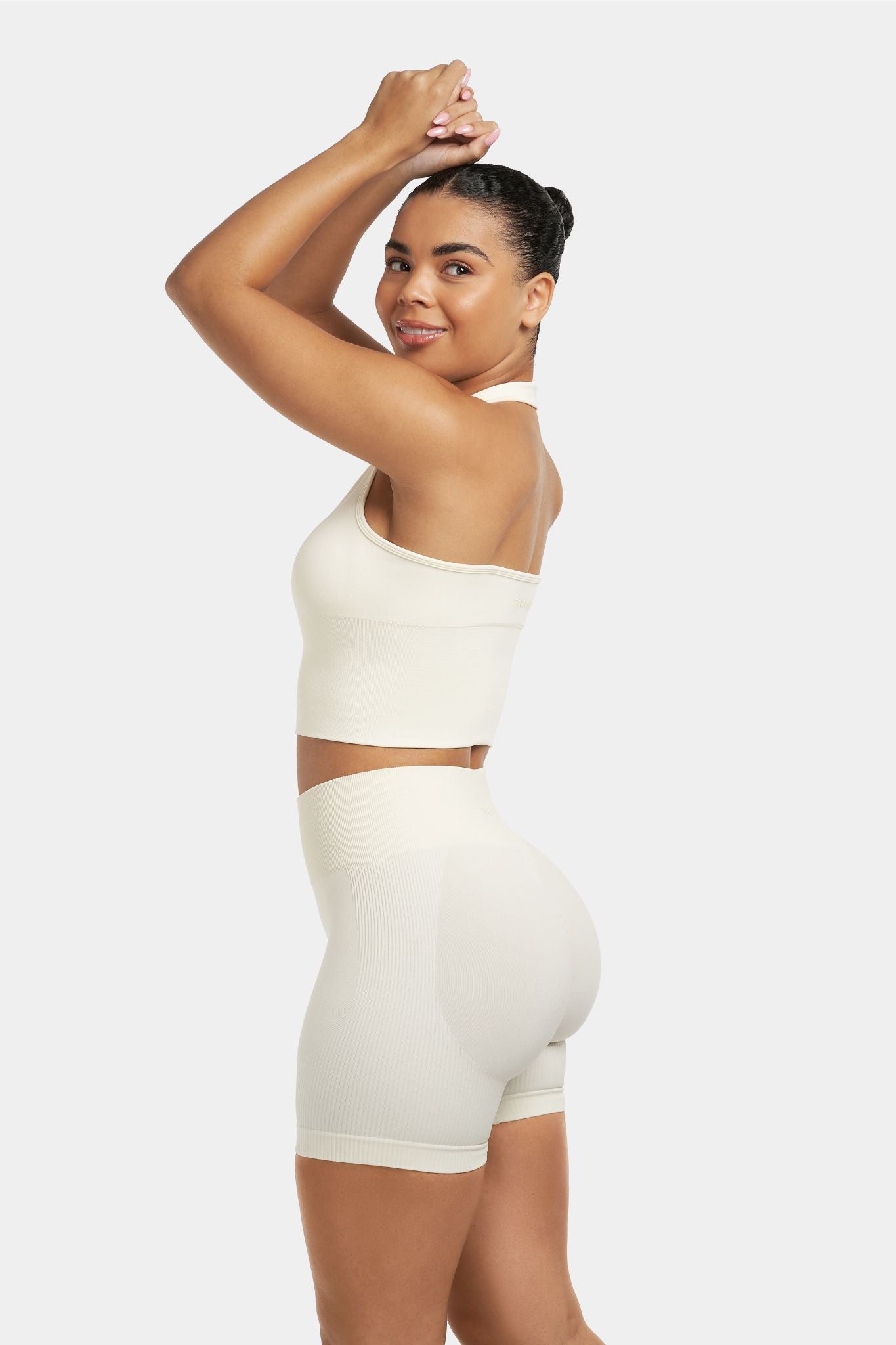Sculpting Halterneck Top β Off-White | Fitpulse Gear