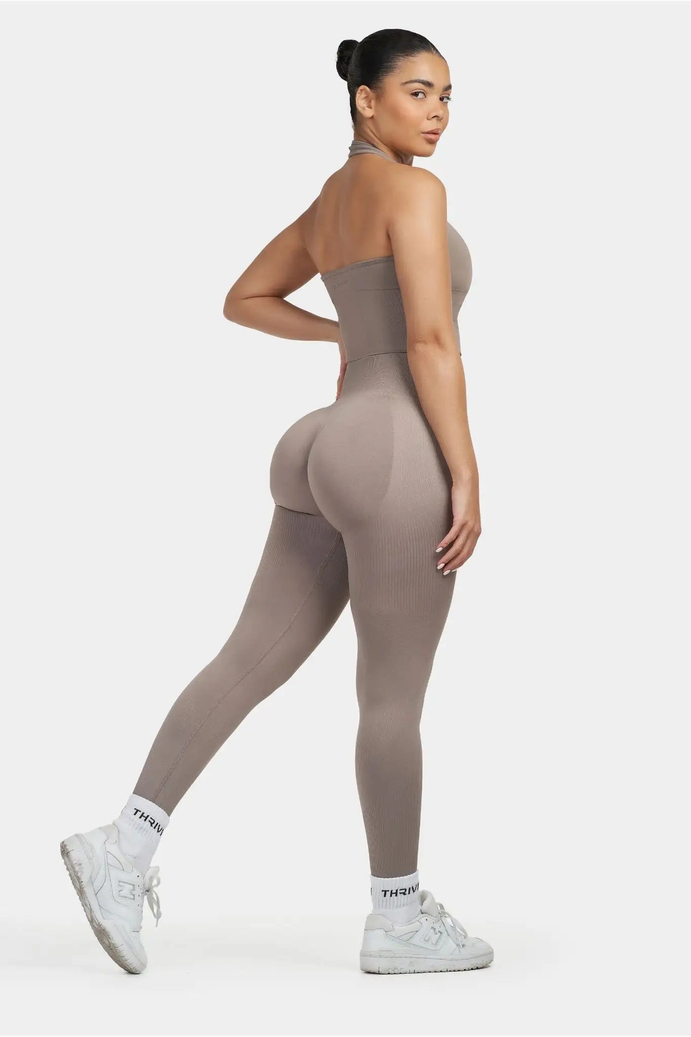 Sculpting Halterneck Top β Khaki | Fitpulse Gear
