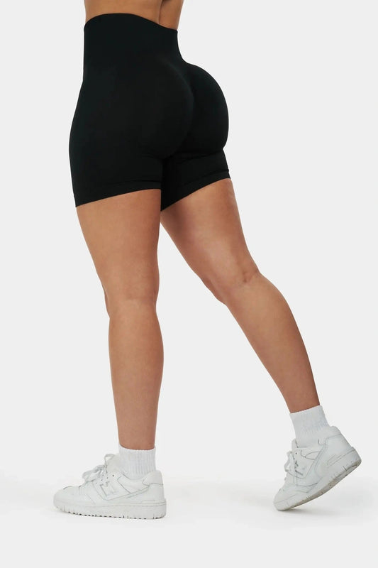 Sculpt Ribbed Contour Shorts – Pure Black | Fitpulse Gear