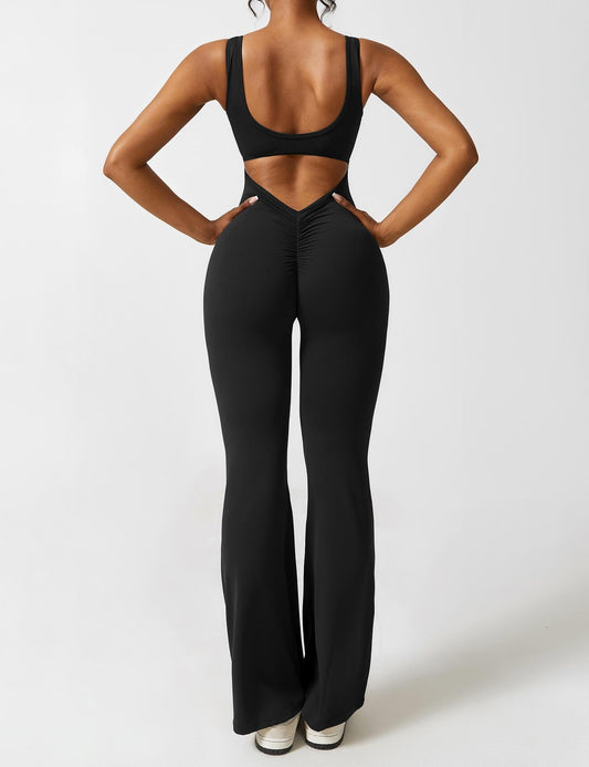 V-Back Flared Jumpsuit | Fitpulse Gear